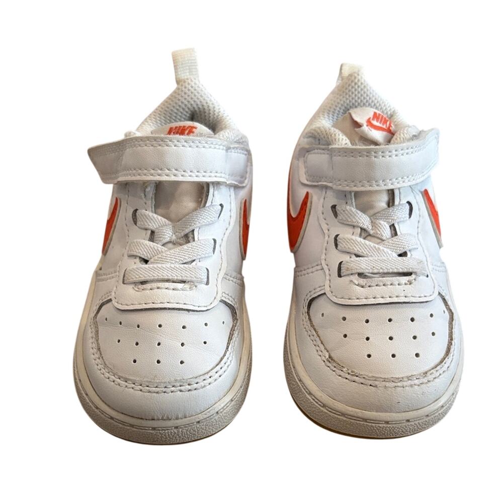 Nike Kids White and Bright Orange Sneakers